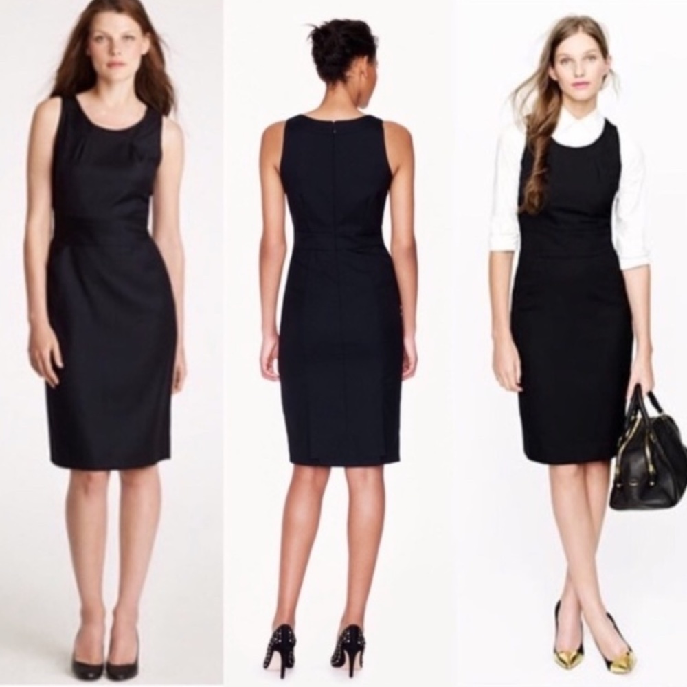 JCREW WOMENS BLACK BUSINESS CASUAL DRESS KNEE LENGTH PENCIL SIZE 6 PETITE WOOL